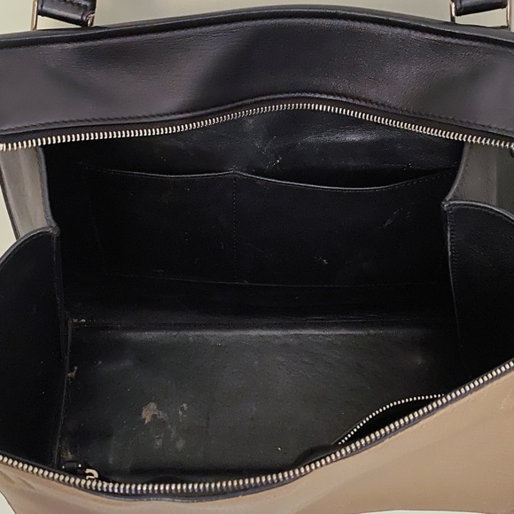 Celine Edge Phoebe Philo Taupe Tan Black Leather Shoulder Tote Bag Italy - Picture 9 of 11